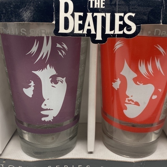 BEATLES Colorful Portrait Pint Beer Drinking Glasses new in box - Picture 3 of 6